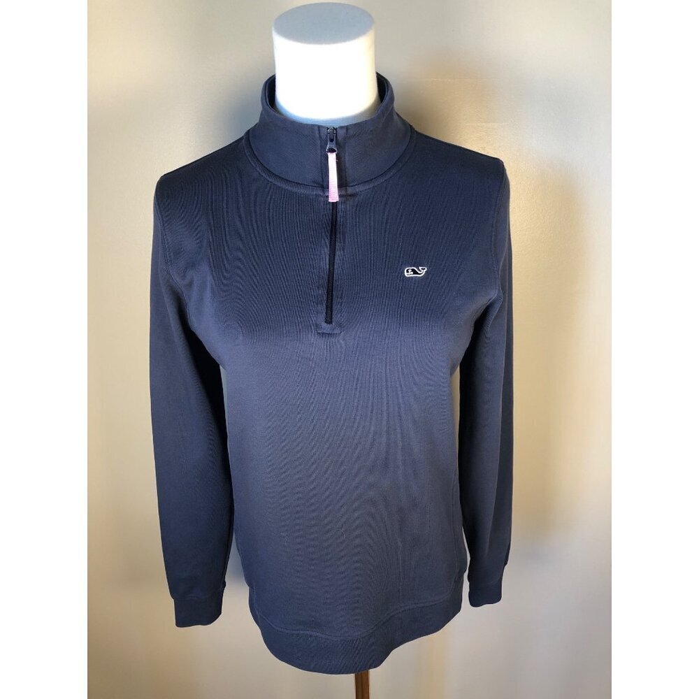 Vineyard Vines 100% Cotton Full Zip Mock Neck Navy Jacket Size XS